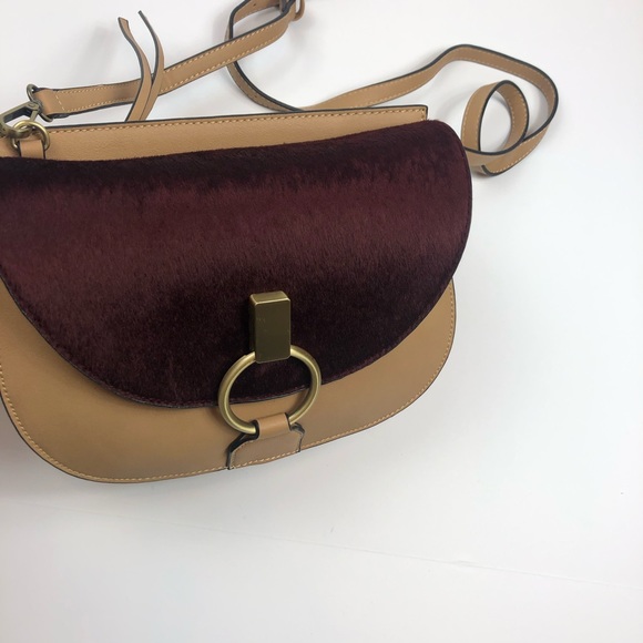 NWT VEGAN LEATHER & FUR NUDE CROSSBODY SATCHEL - Picture 4 of 8